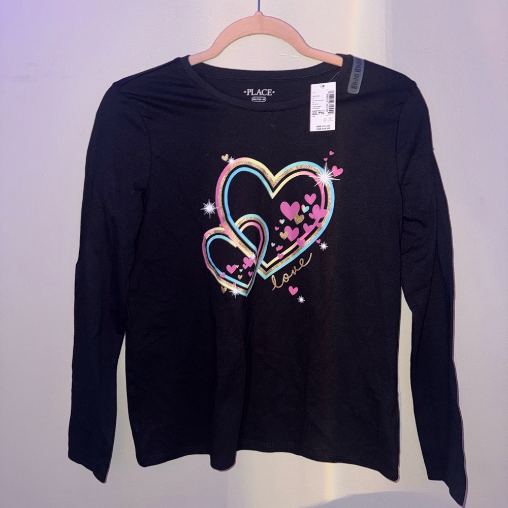 BNWT, the children’s place, girls long sleeve graphic top, size XXL 16